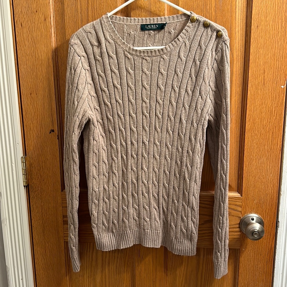 Lauren Ralph Lauren tan pull over sweater size Large